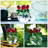 Red Rose Figurine Ornament Spring Bouquet Crystal Glass Flowers Gift-Boxed